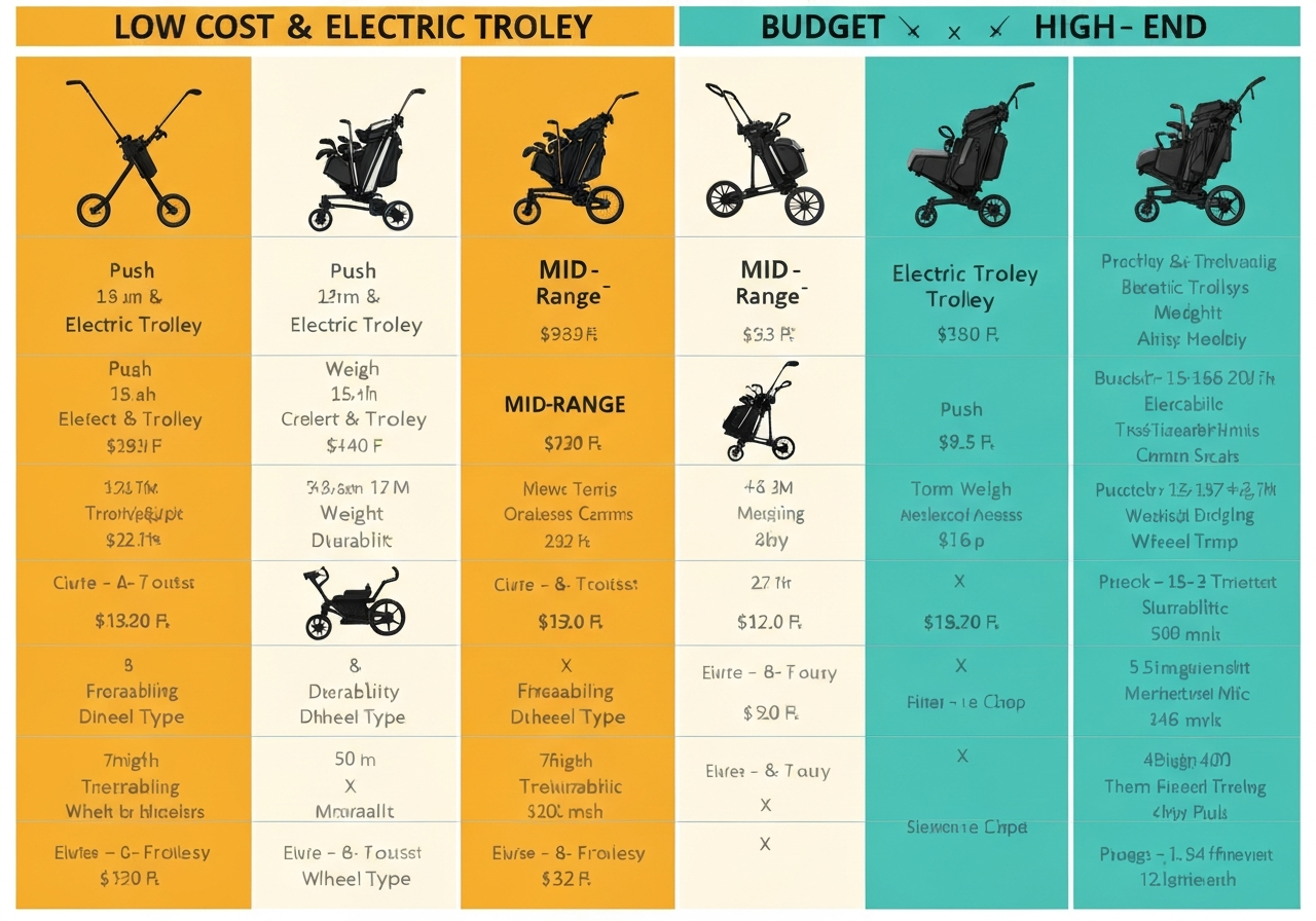 Best Golf Trolley: Our Comprehensive Guide (2026) 1 price comparison chart golf trolleys 2026