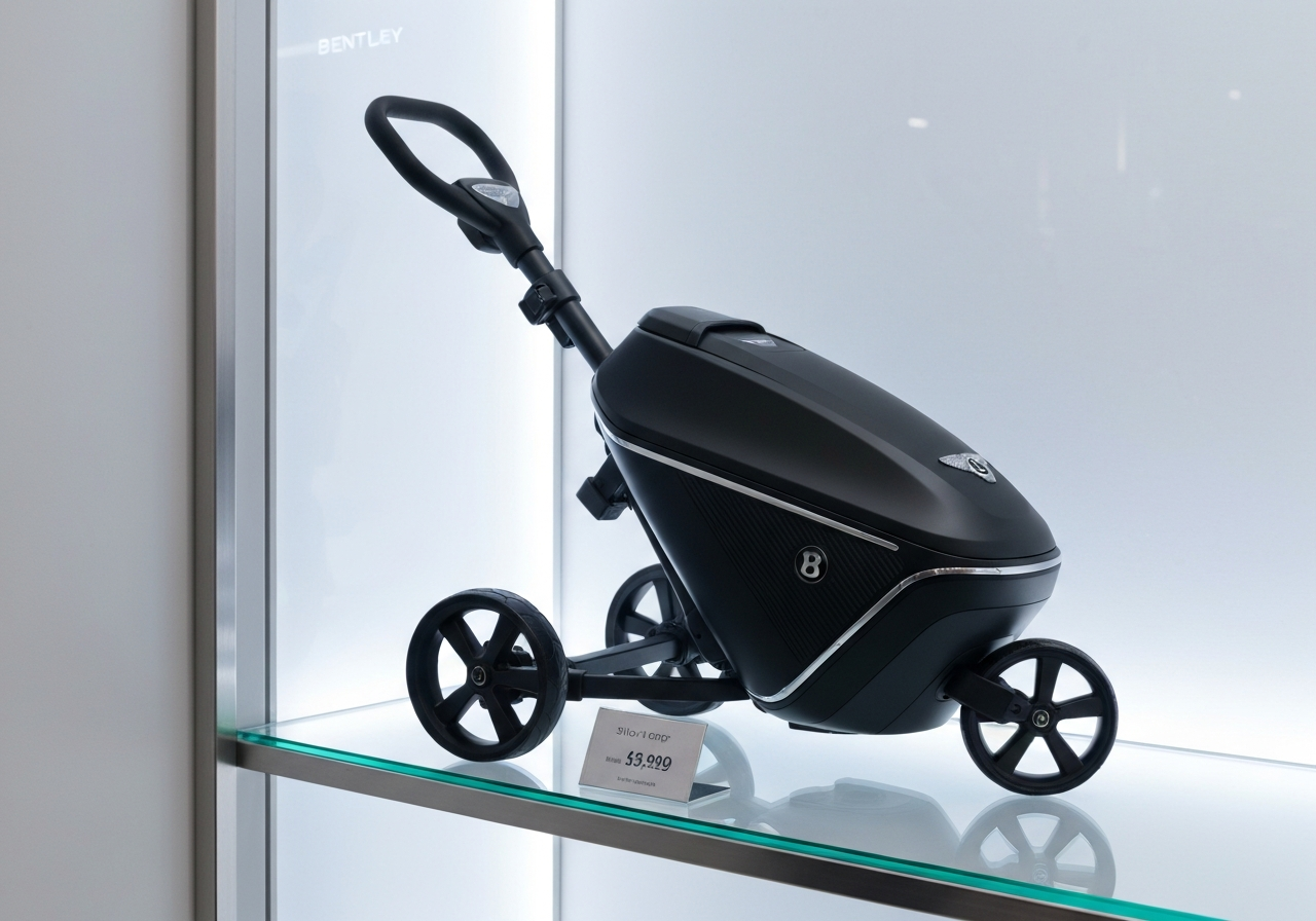 Bentley golf trolley price tag in golf shop