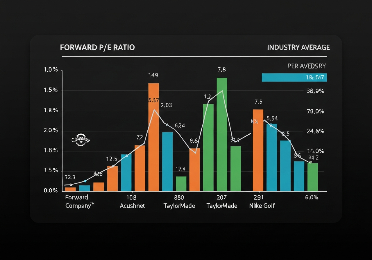Scatter plot of forward P/E ratios for Callaway and key golf peers