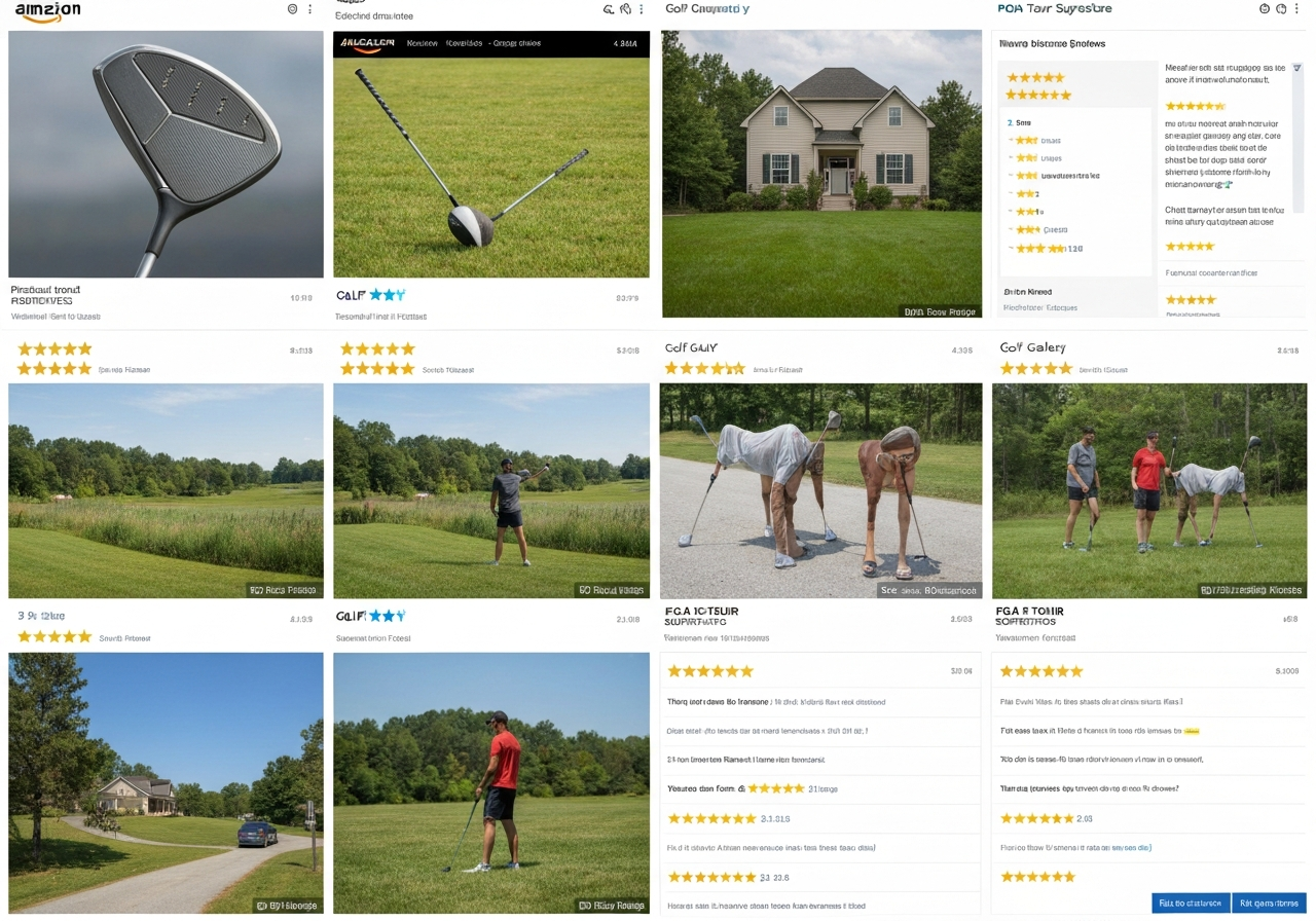 Collage of user review ratings for Callaway Blue Water golf ball