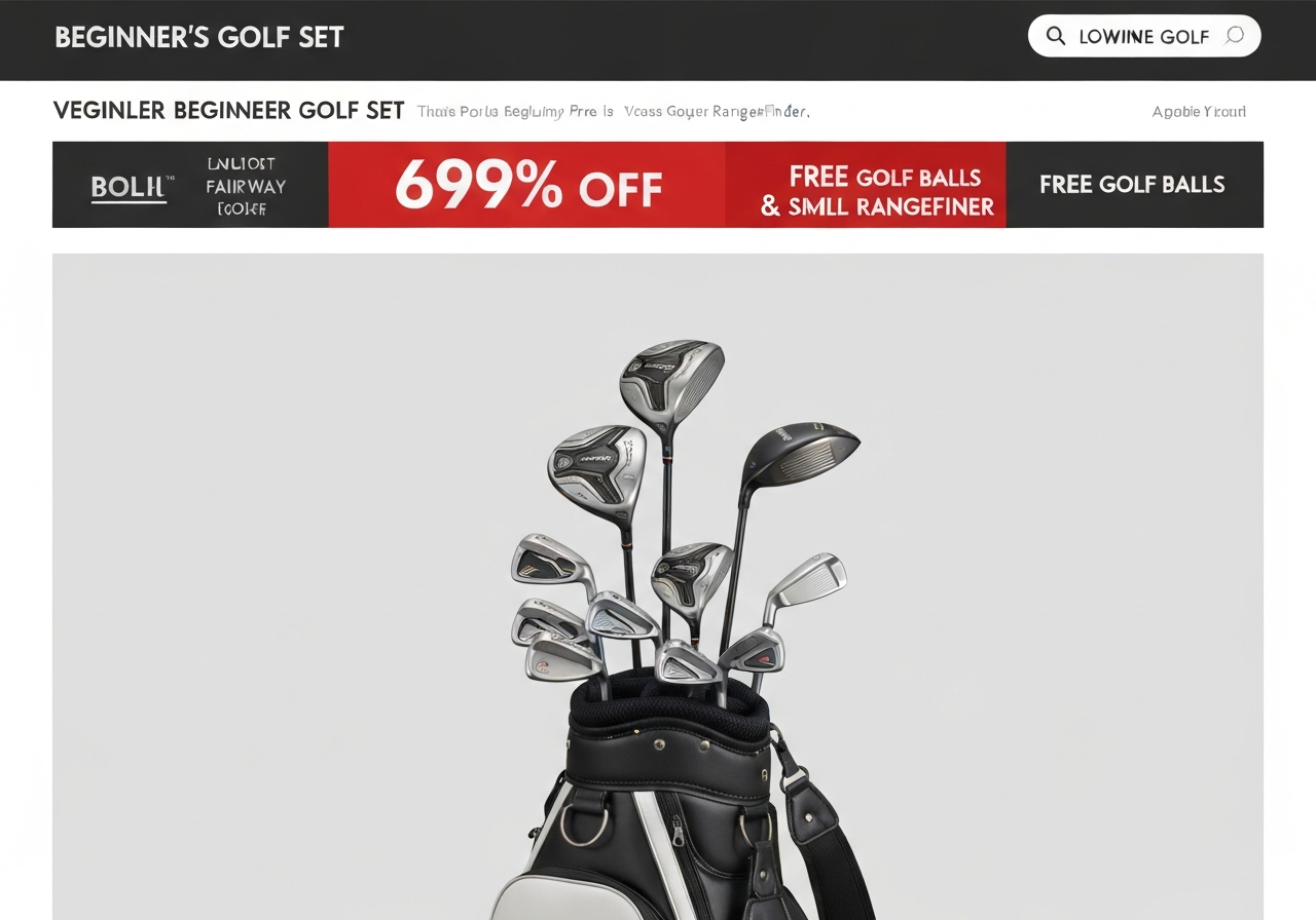 Golf Galaxy promotional banner for beginner golf set deals 2026
