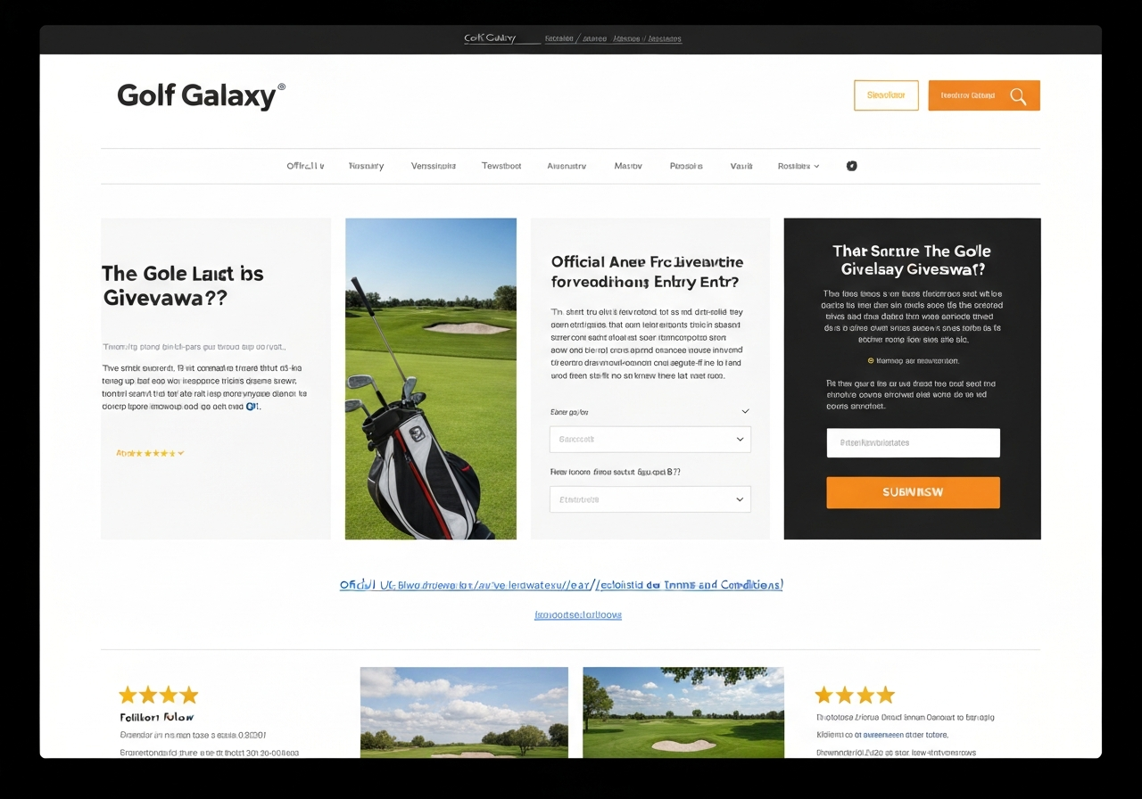 Official Golf Galaxy giveaway entry page with visible URL and terms