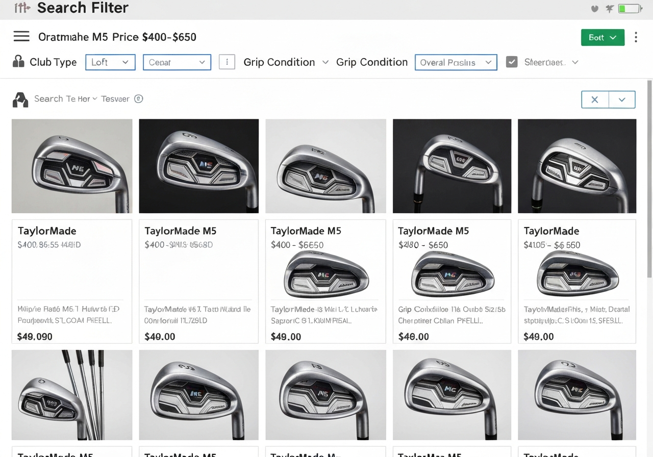 Used TaylorMade M5 iron sets listed for $400â$650 on a golf resale site