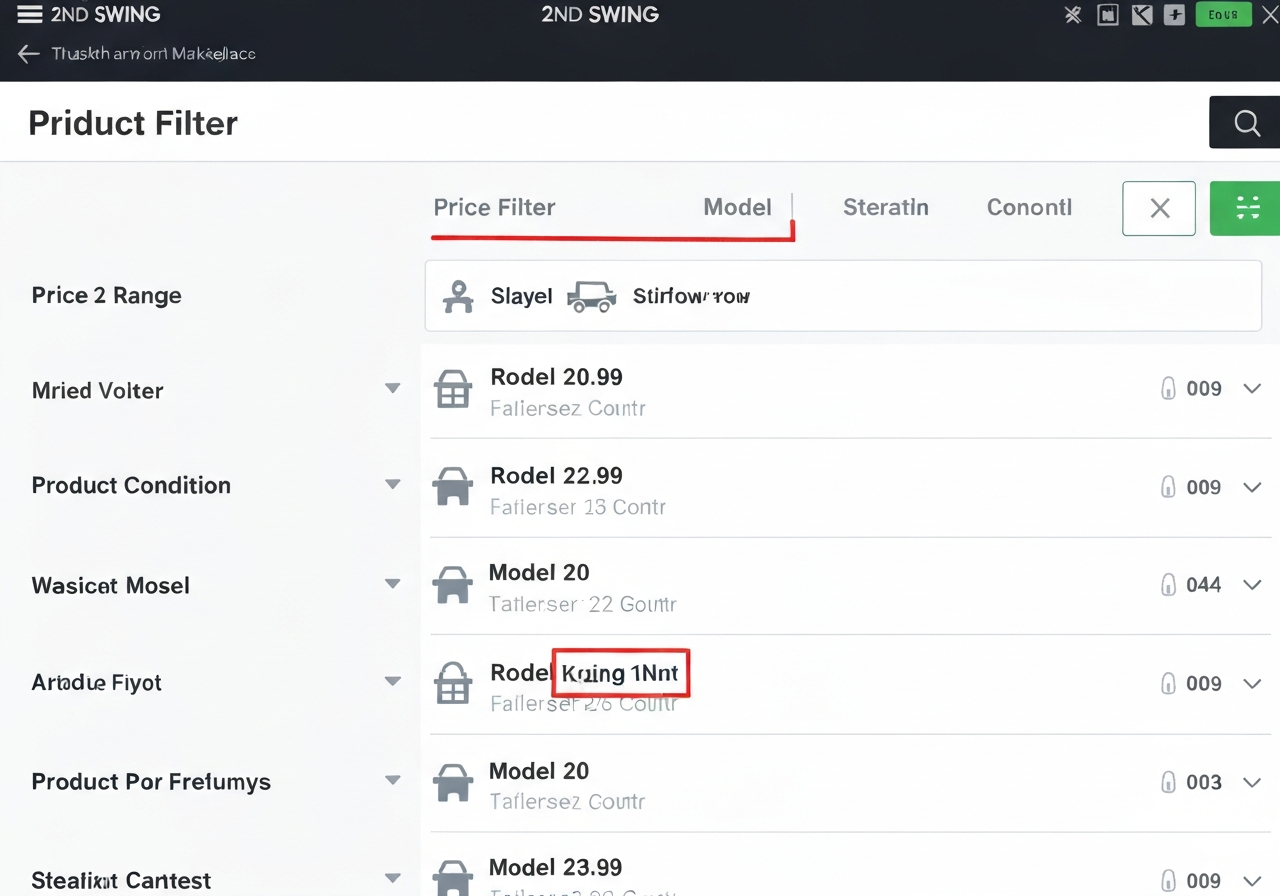 Screenshot of 2nd Swing used Callaway irons search filters