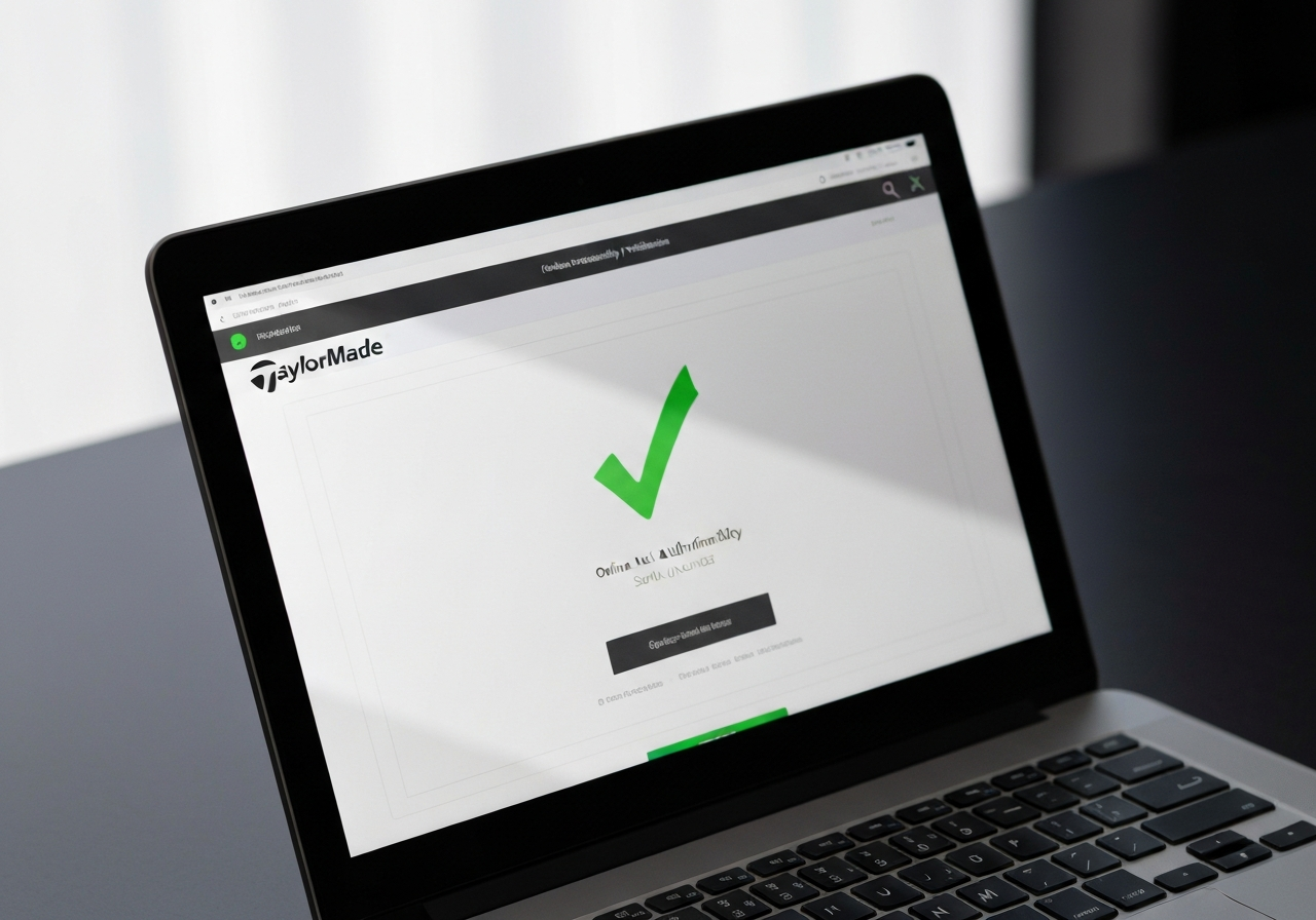 TaylorMade verification website displaying âAuthenticâ status for a entered serial number