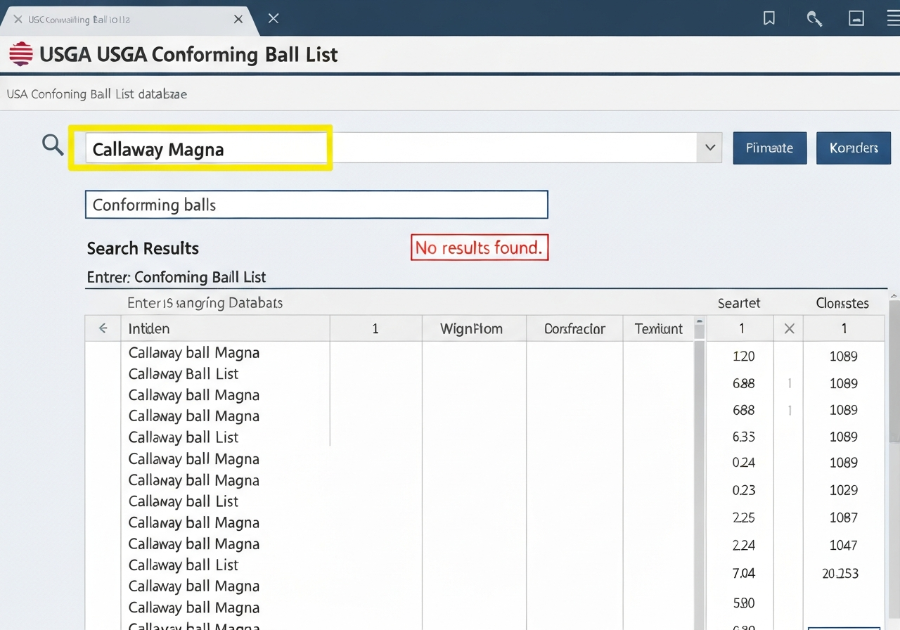 USGA conforming ball list search for Callaway Magna returns no match