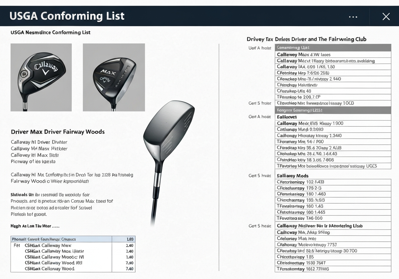 USGA conforming list with Callaway Max highlighted