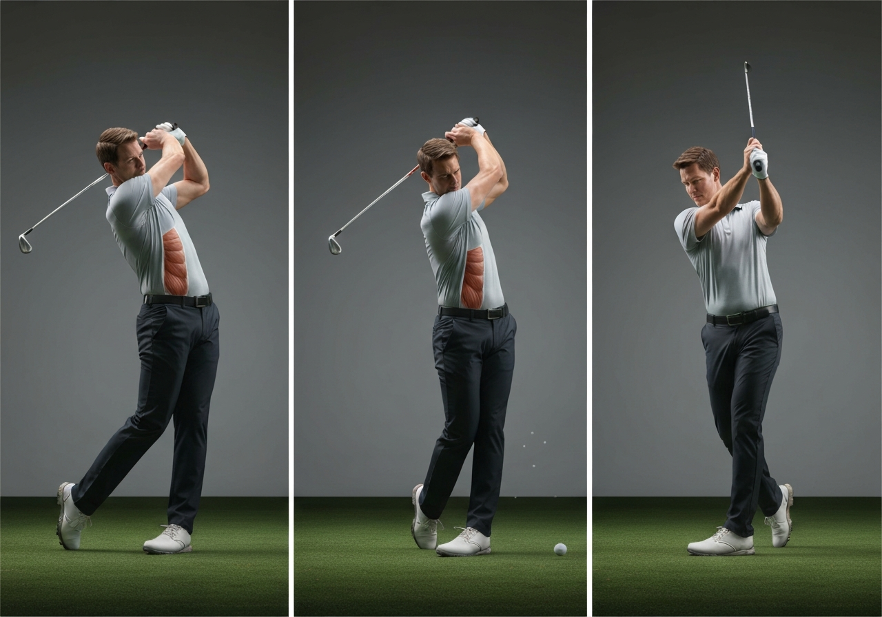 Mini driver swing sequence showing transition to impact