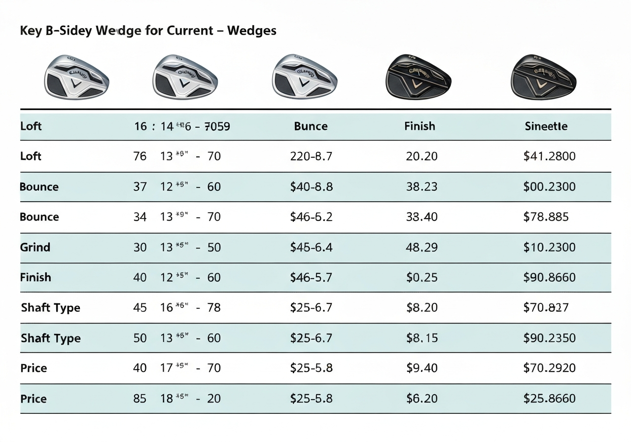 Callaway wedge specs comparison table 2026