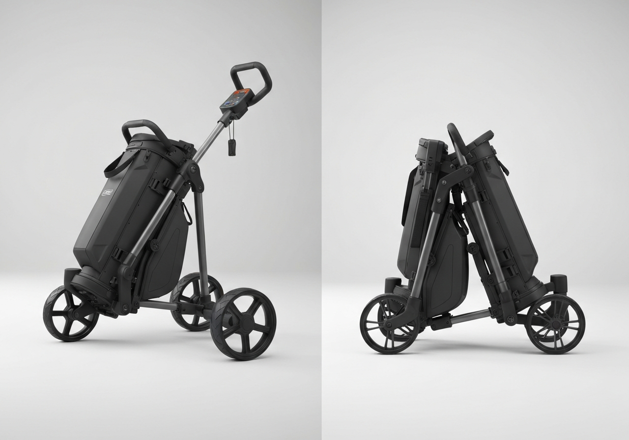 QOD Golf Trolley Test: Performance and Reliability (2026) 2 QOD Golf Trolley folded versus unfolded dimensions