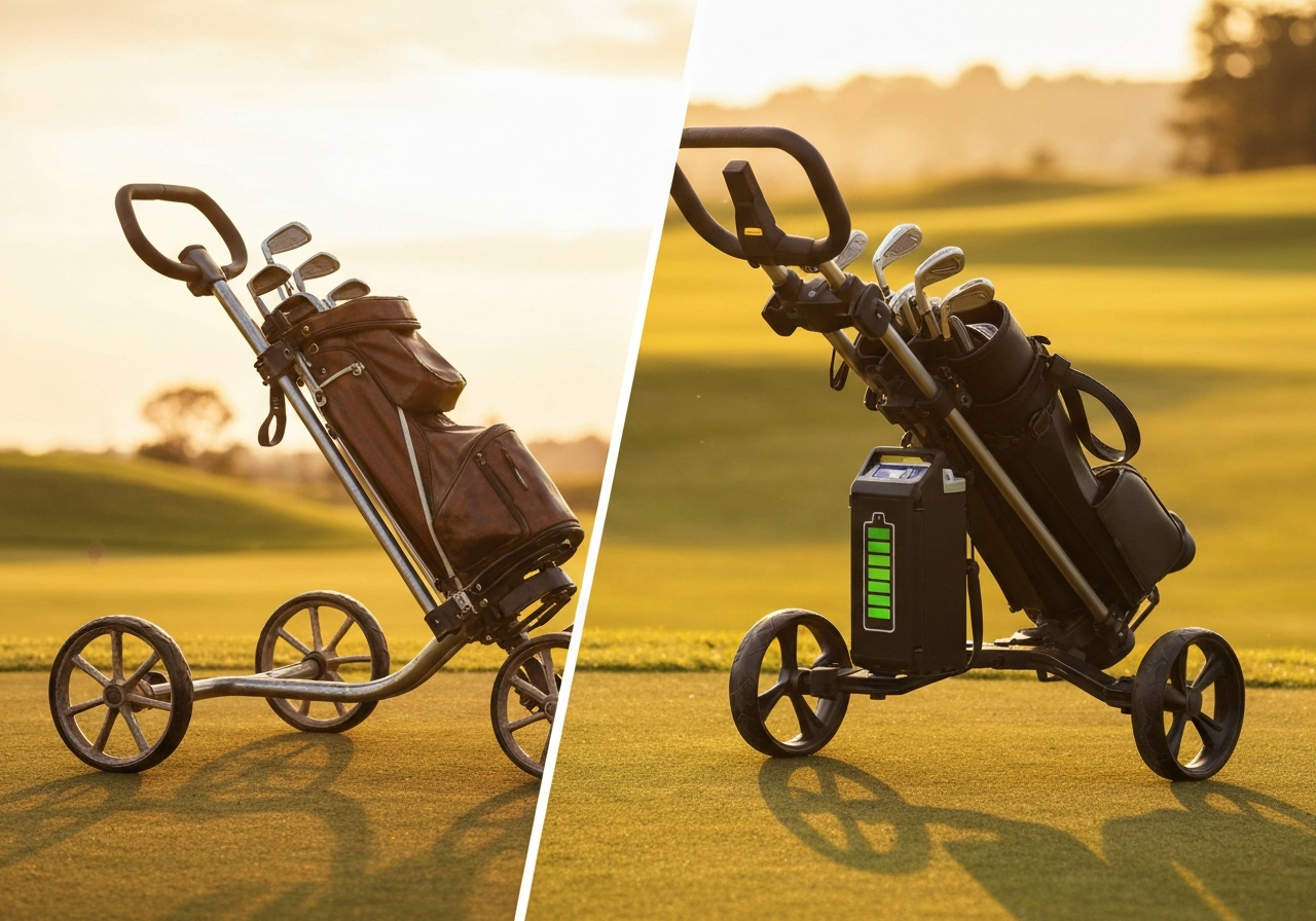 Manual vs electric golf trolley comparison