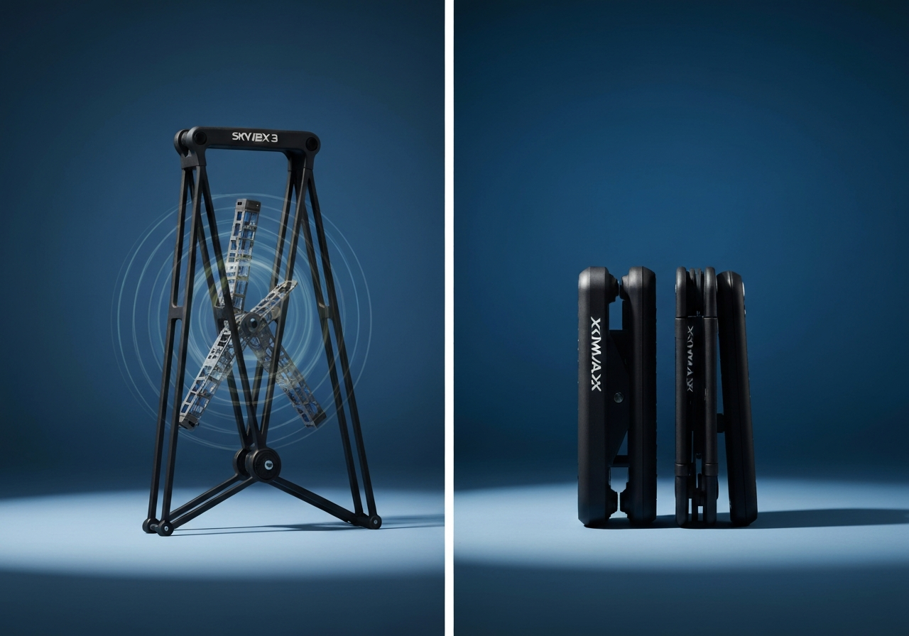 Skymax Cube 3 folded trolley showing compact size