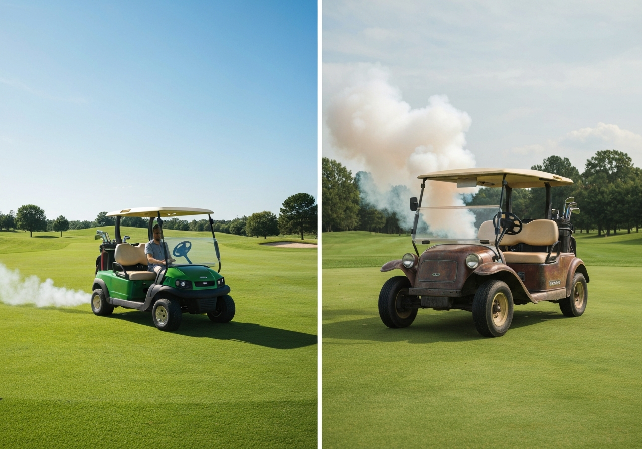 Golf cart emissions vs zeroâemission golf trolley