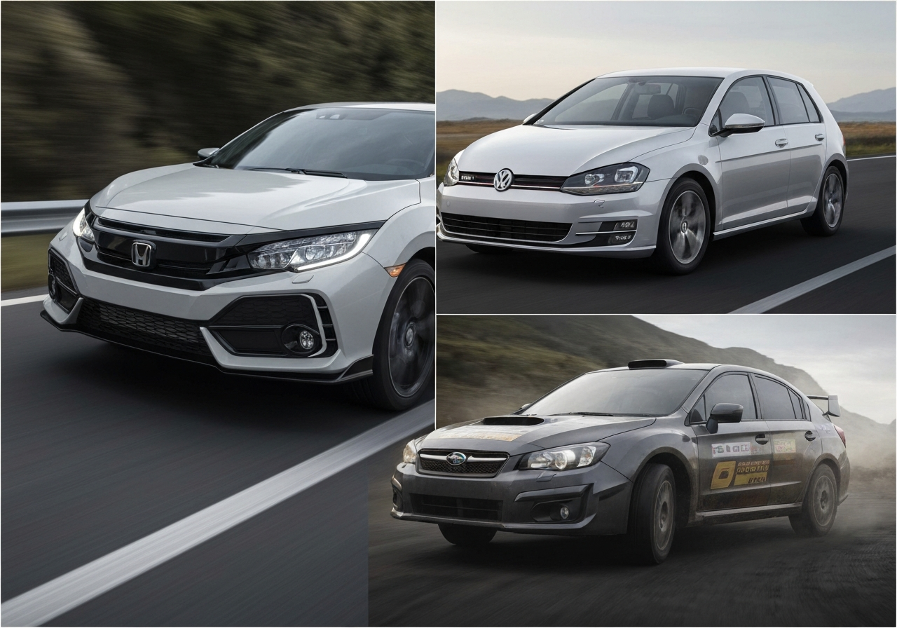 Best Small Car for Golf Clubs and Trolley: Compact Choices (2026) 1 Comparison of cargo dimensions in three popular compact hatchbacks