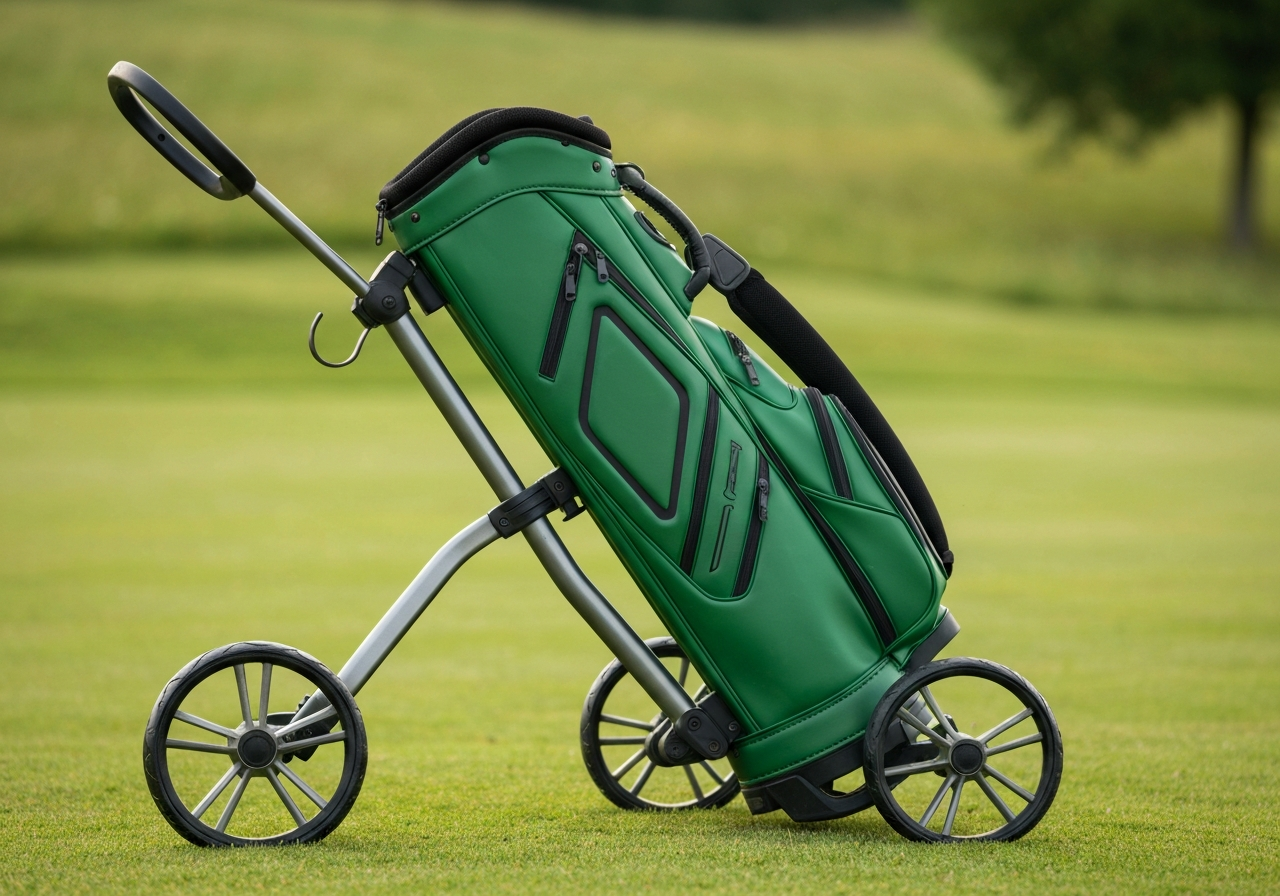 M1 Pro golf trolley folded for storage