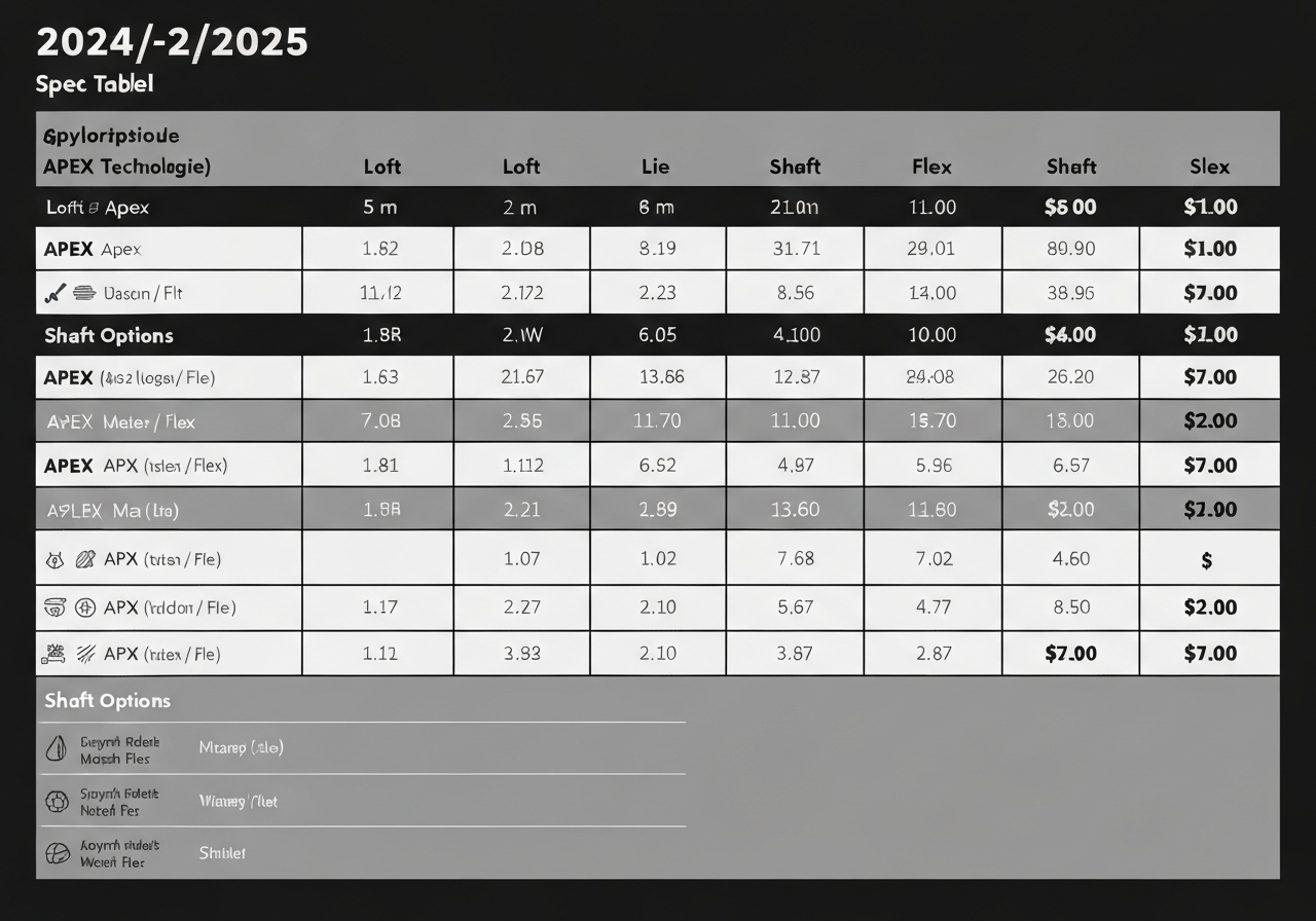 Callaway Apex Irons: Are They Blades? (2026) Deep Dive 1 2024/2025 Callaway Apex iron specifications table