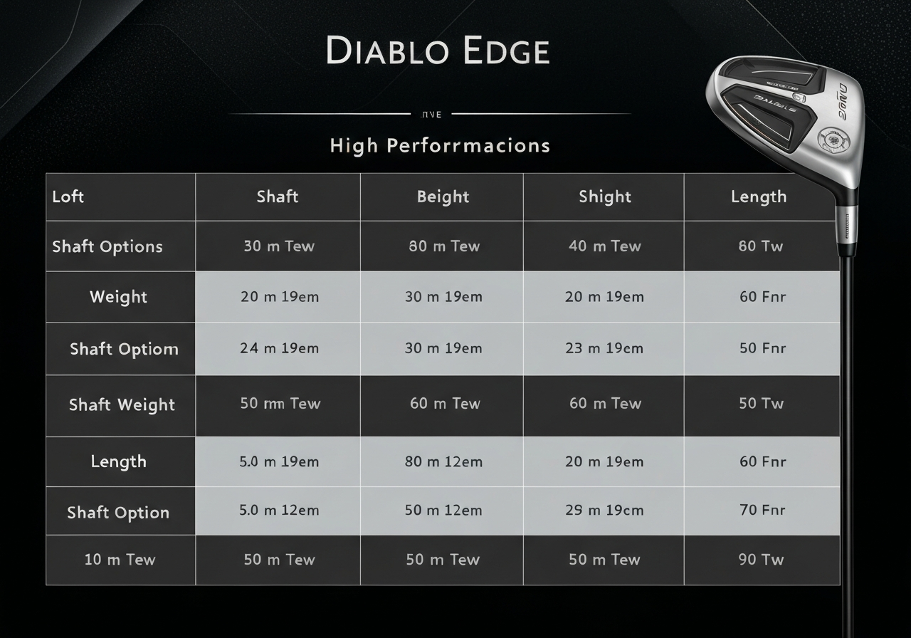 Callaway Diablo Edge specifications table 2026