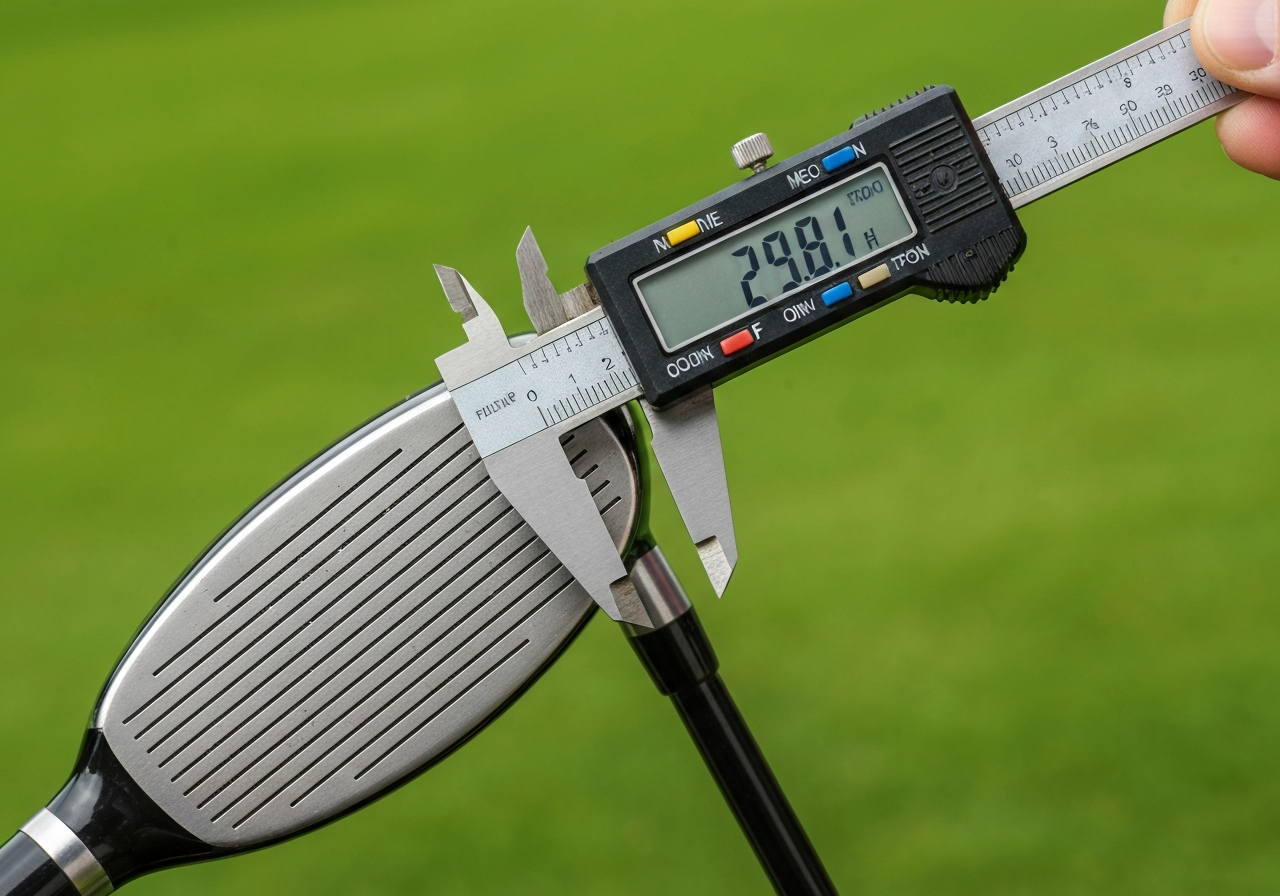 Measuring the inner diameter of a TaylorMade driver hosel using a caliper
