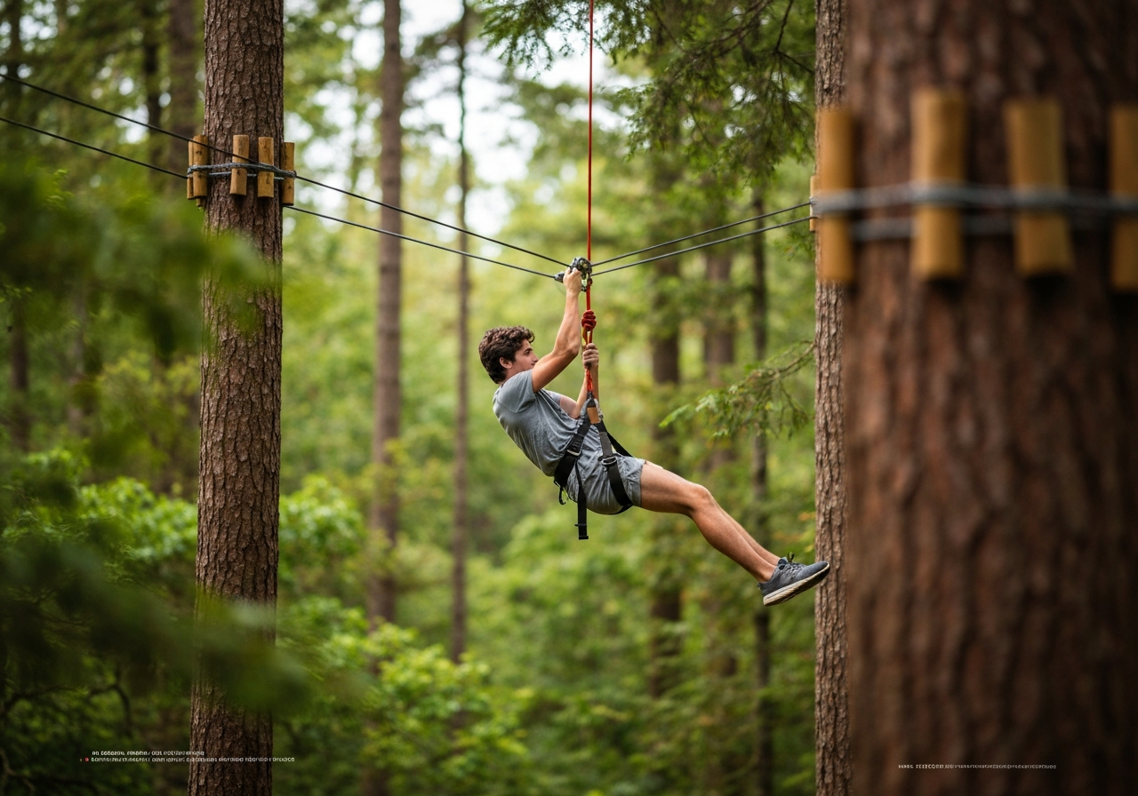 What Can You Do at Callaway Gardens? Activities and Attractions! (2026) 2 Adventure participant on zipline at Callaway Gardens Treetop Adventure