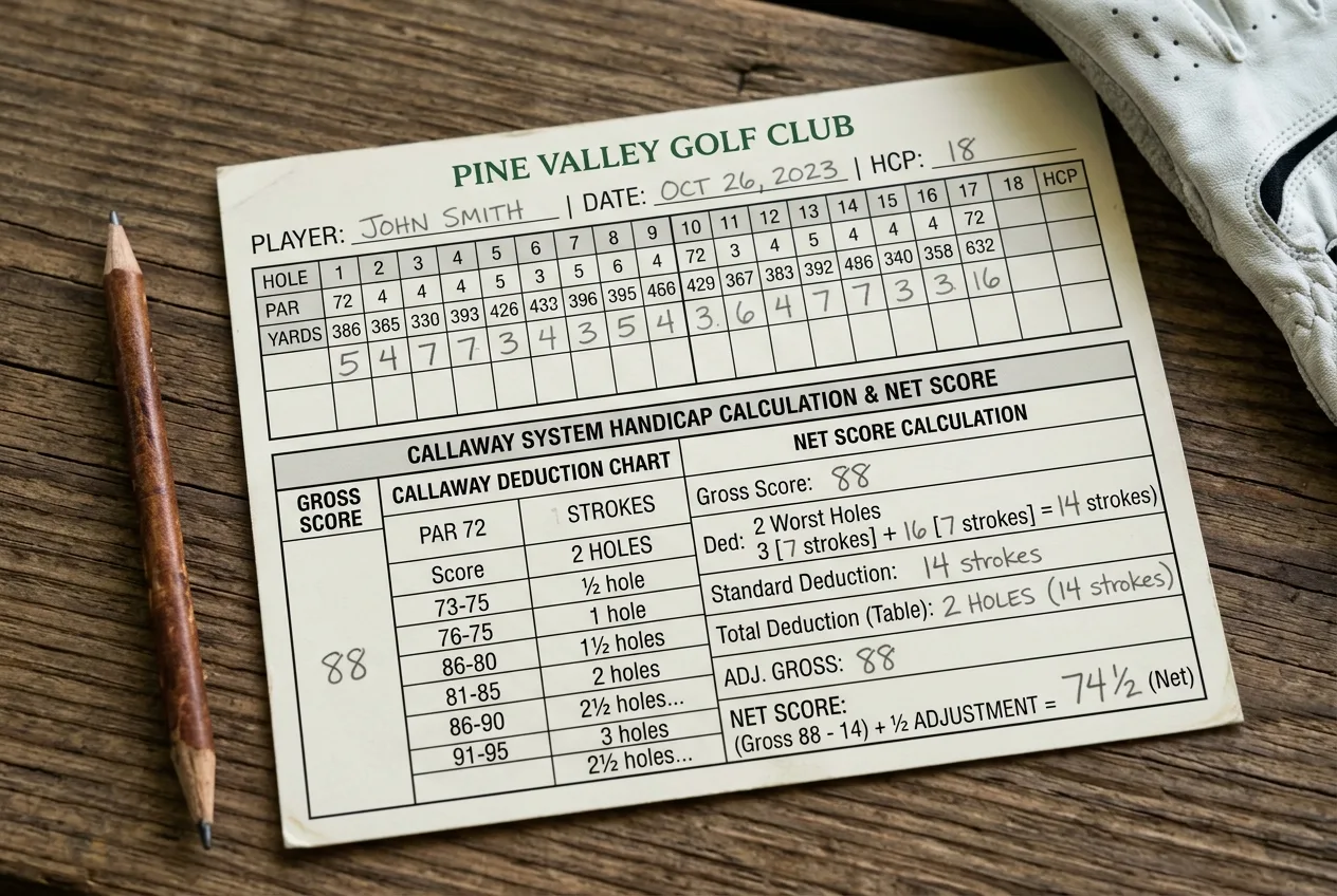 What is Calloway? The Ultimate 2026 Scoring System Guide (Don't Get Cheated!) 2 Callaway deduction chart and adjusted gross score example