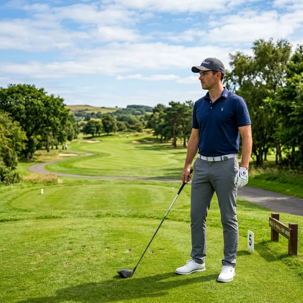 Golfer using a launch monitor to track clubhead speed and smash factor (AI Generated Image)