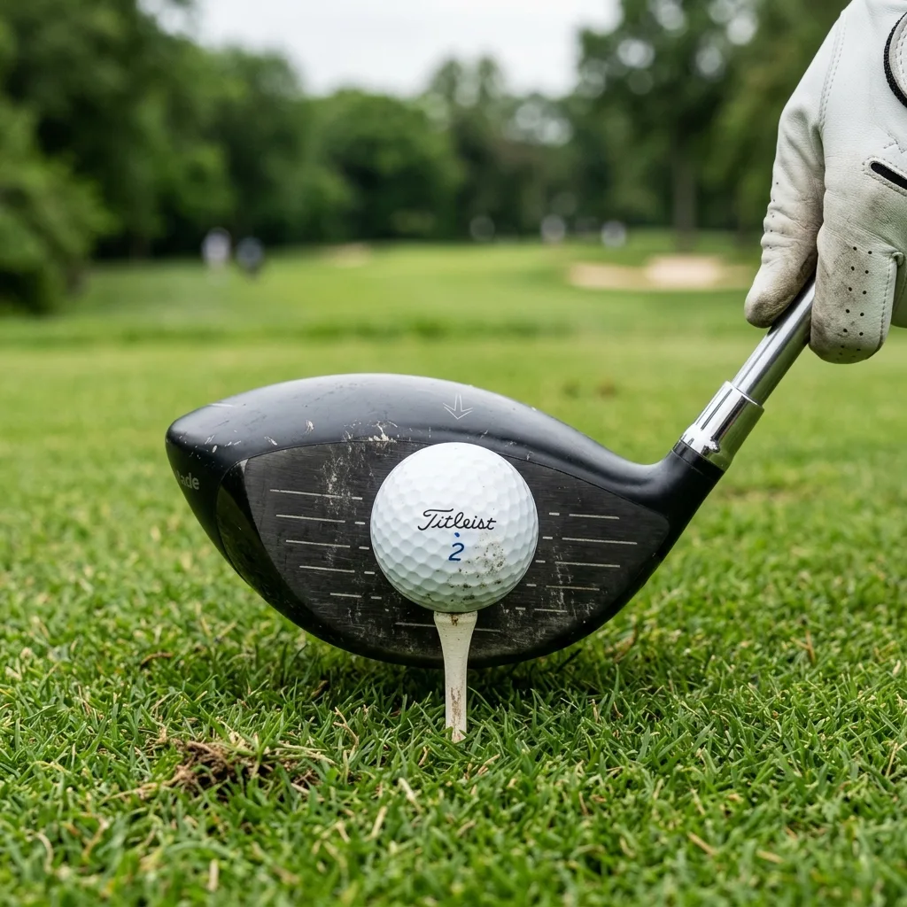 Golfer using a launch monitor to track clubhead speed and smash factor - detail (AI Generated Image)
