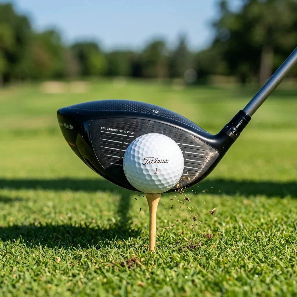 Golfer analyzing swing speed and smash factor on a launch monitor - detail (AI Generated Image)