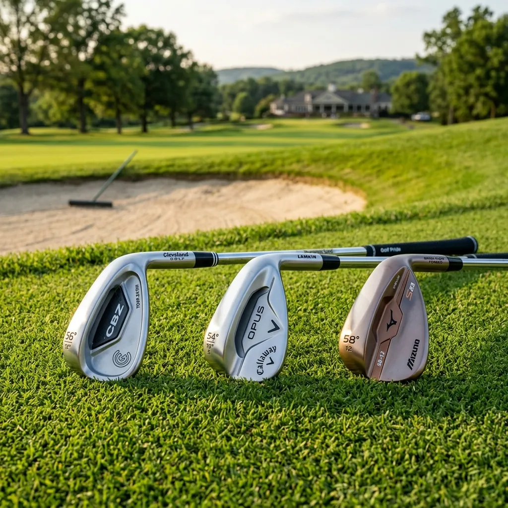 Best Wedges for Mid Handicappers: Stop Playing Tour Blades 1 Best wedges for mid handicappers including Cleveland CBZ and Callaway Opus (AI Generated Image)