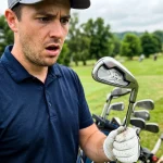 Železa Callaway X-18 Pro Series připravená na golfovém hřišti s redukovaným offsetem