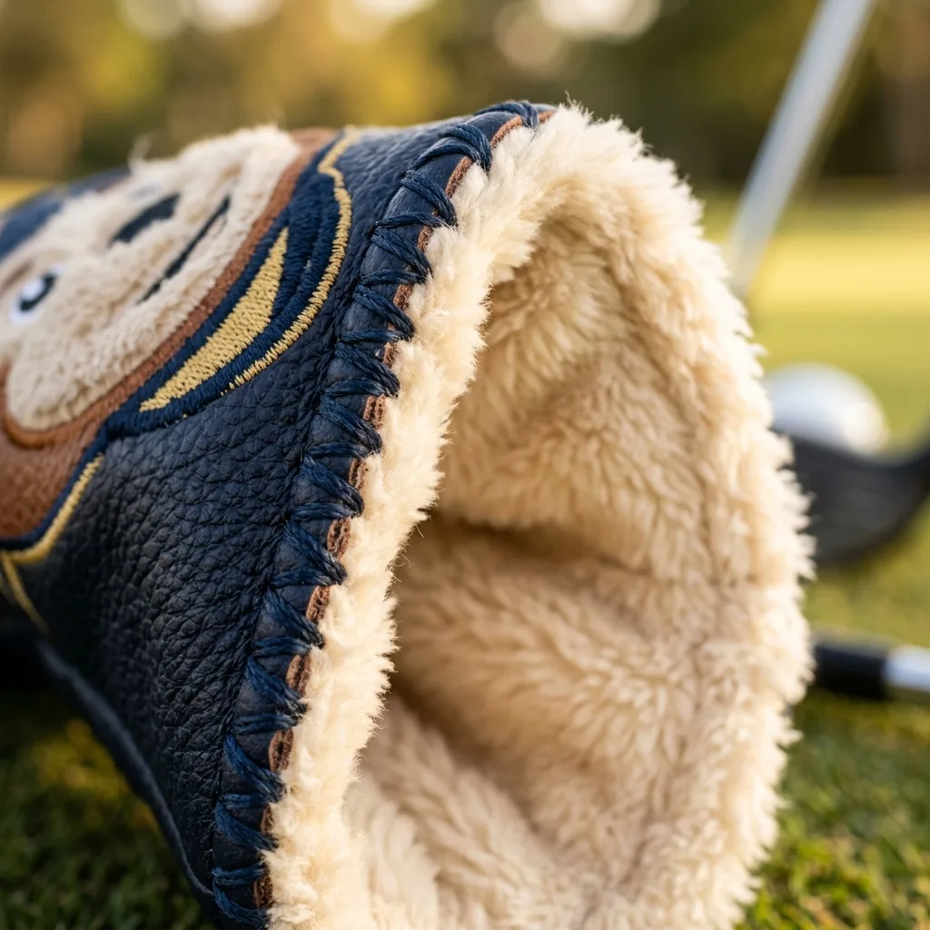 Driver Head Covers For Golf Clubs 2 Premium leather driver headcover for a secure fit on the golf course - detail