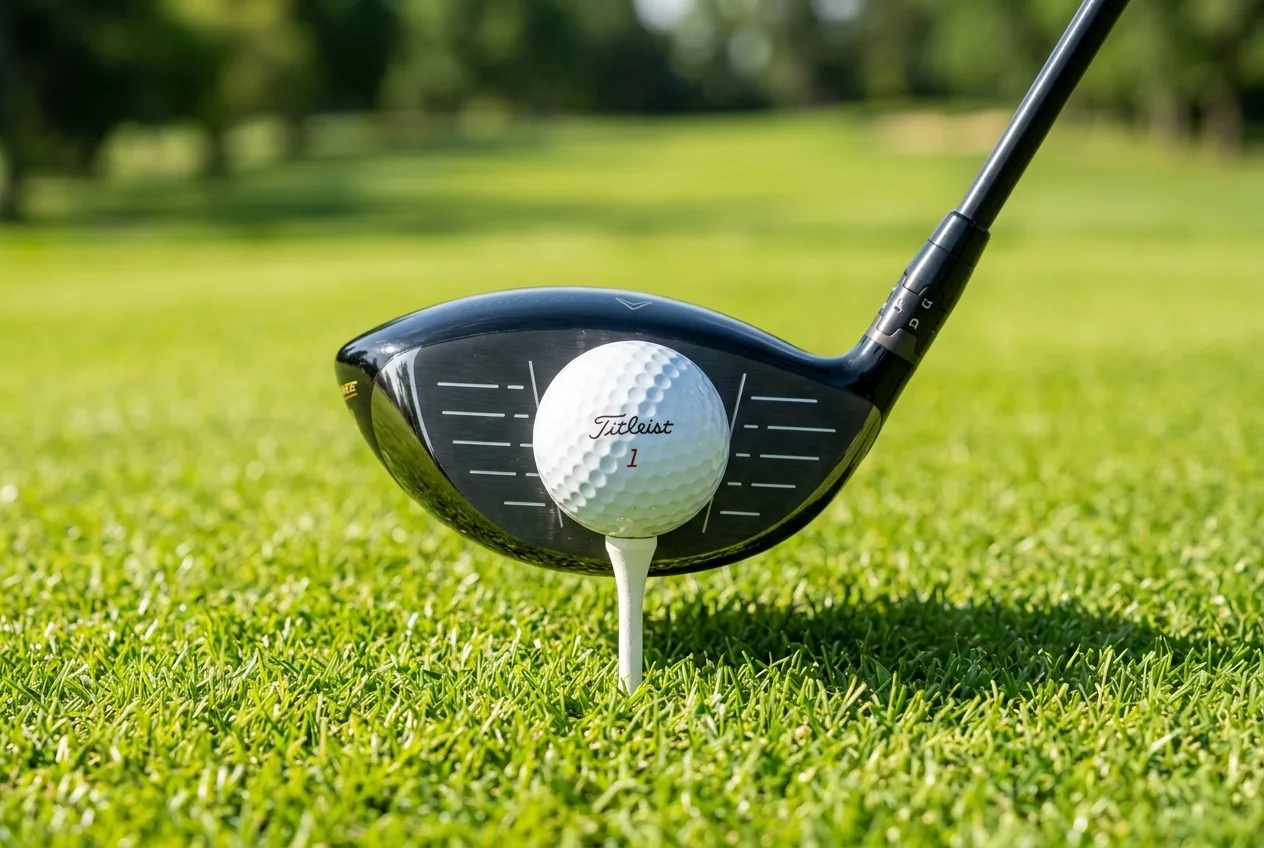 Golf driver clubface and sweet spot alignment - detail