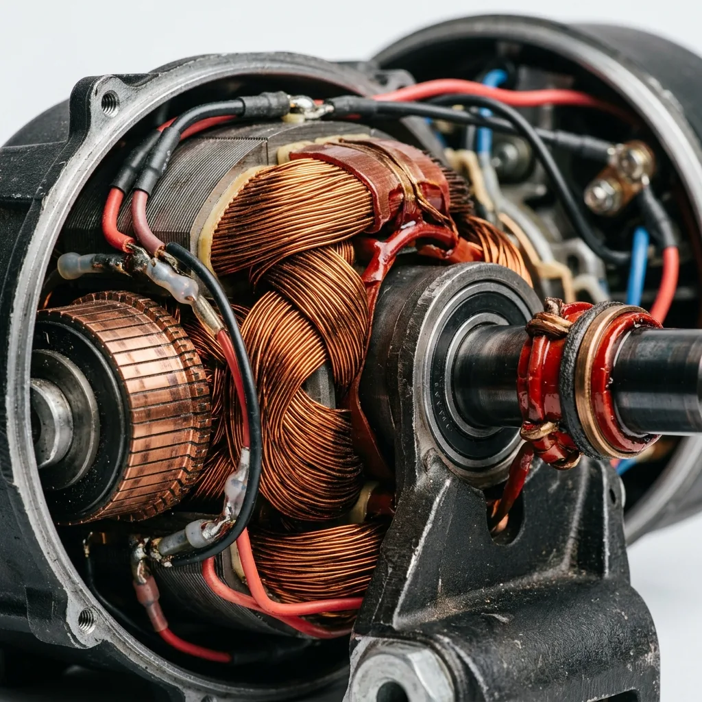 Electric Golf Cart Drive Motor 2 Comparison of AC and DC electric motor components for golf carts - detail (AI Generated Image)