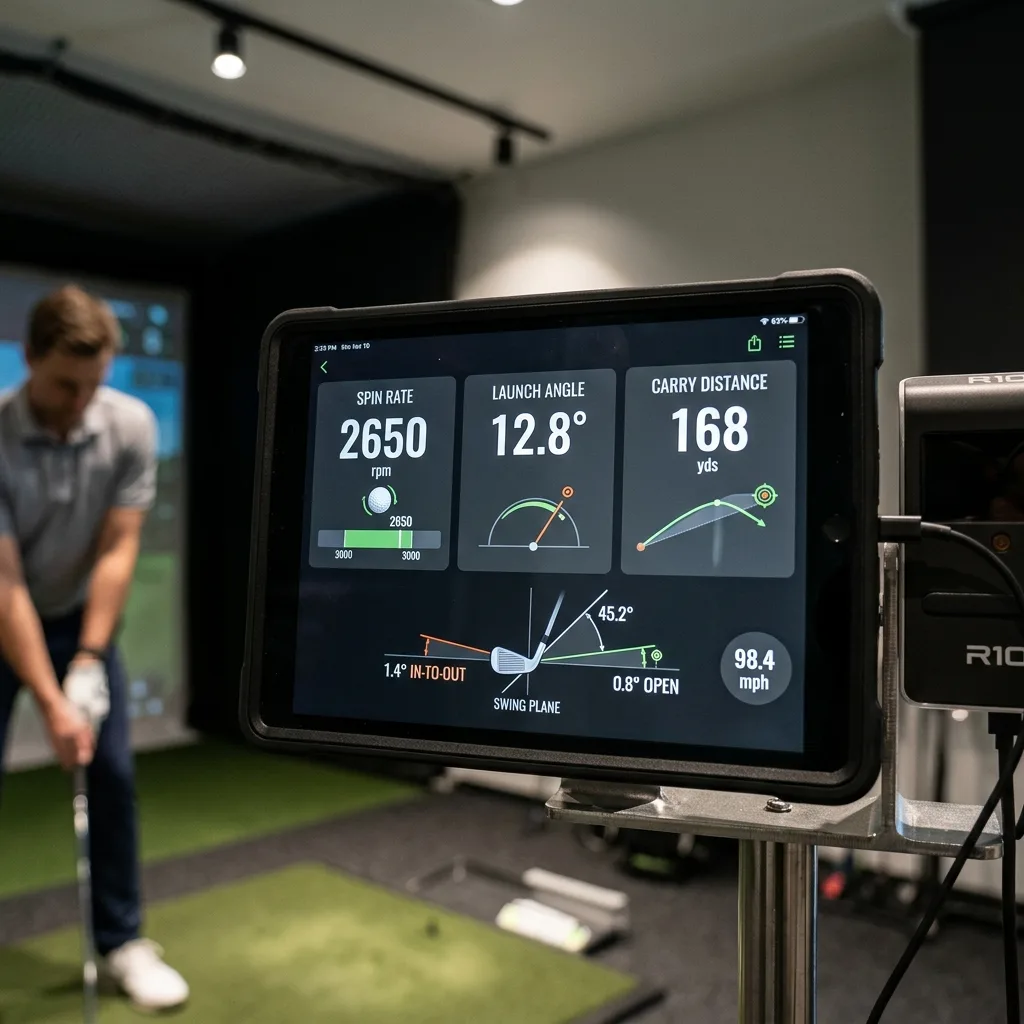 Fitting For Golf Driver 2 TrackMan launch monitor data display during custom driver fitting - detail (AI Generated Image)