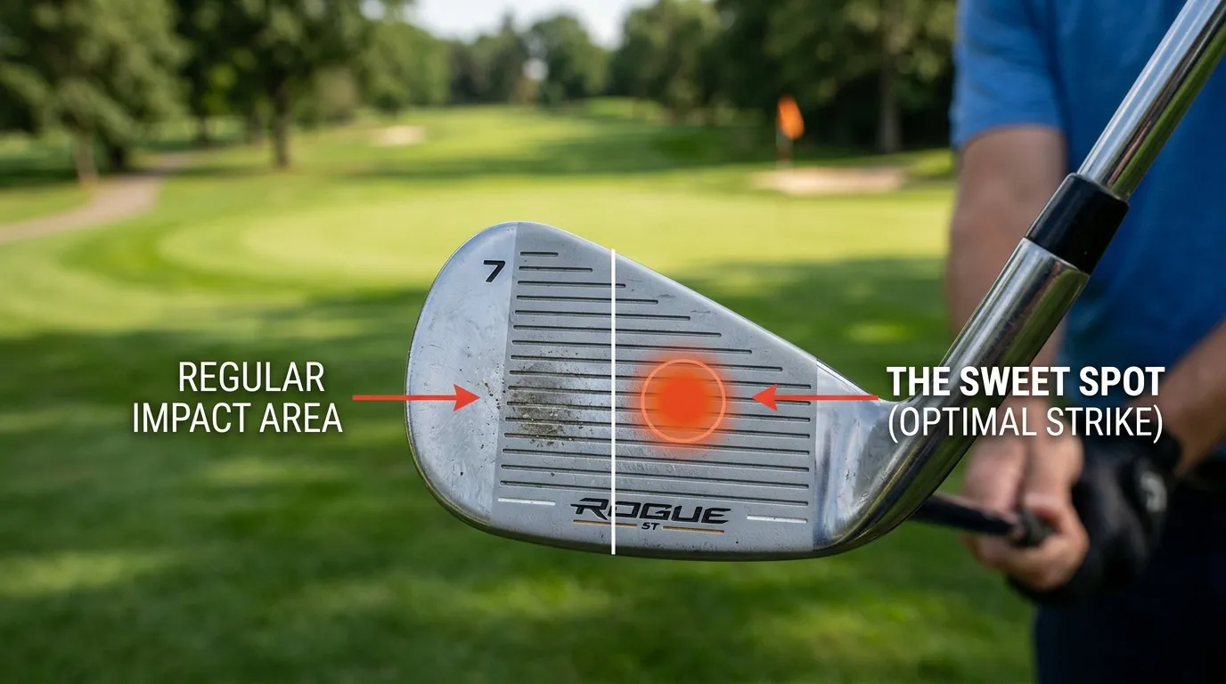 Sweet spot comparison of modern golf irons (AI Generated Image)
