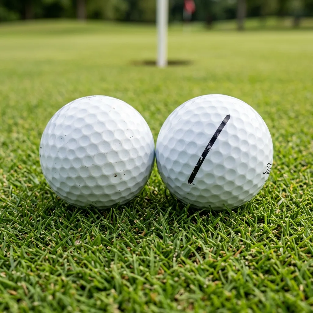 Golf Rules On Hitting Another Players Ball On The Green 2 Illustration of the procedure for returning a hit golf ball on the green - detail (AI Generated Image)
