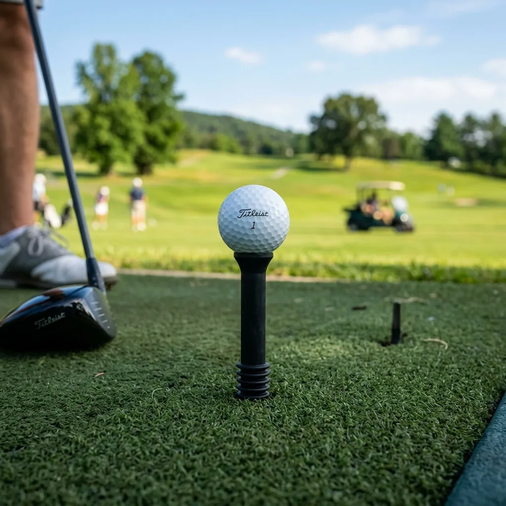 Golf Tee For Drive Range 1 Correct height adjustment of the golf tee for drive range for the driver (AI Generated Image)