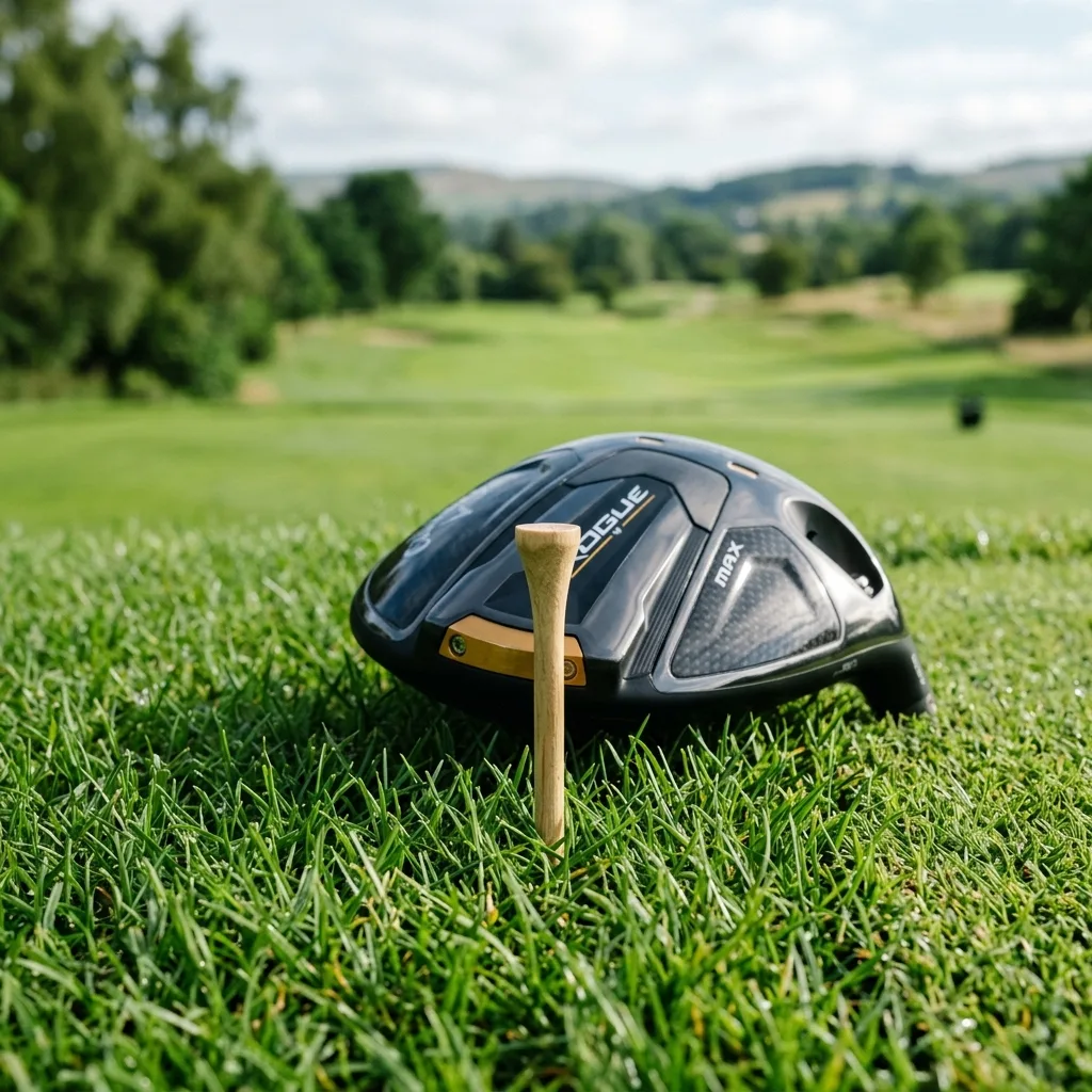 Golf Tees For Driver 1 Golfer demonstrating the half-ball rule for driver tee height