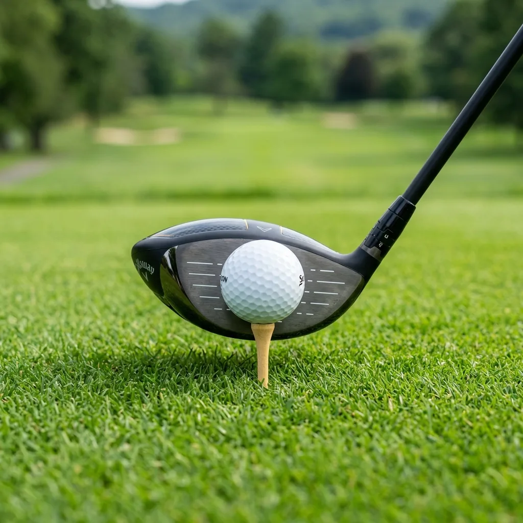 Correct ball position and tee height for a golf driver - detail