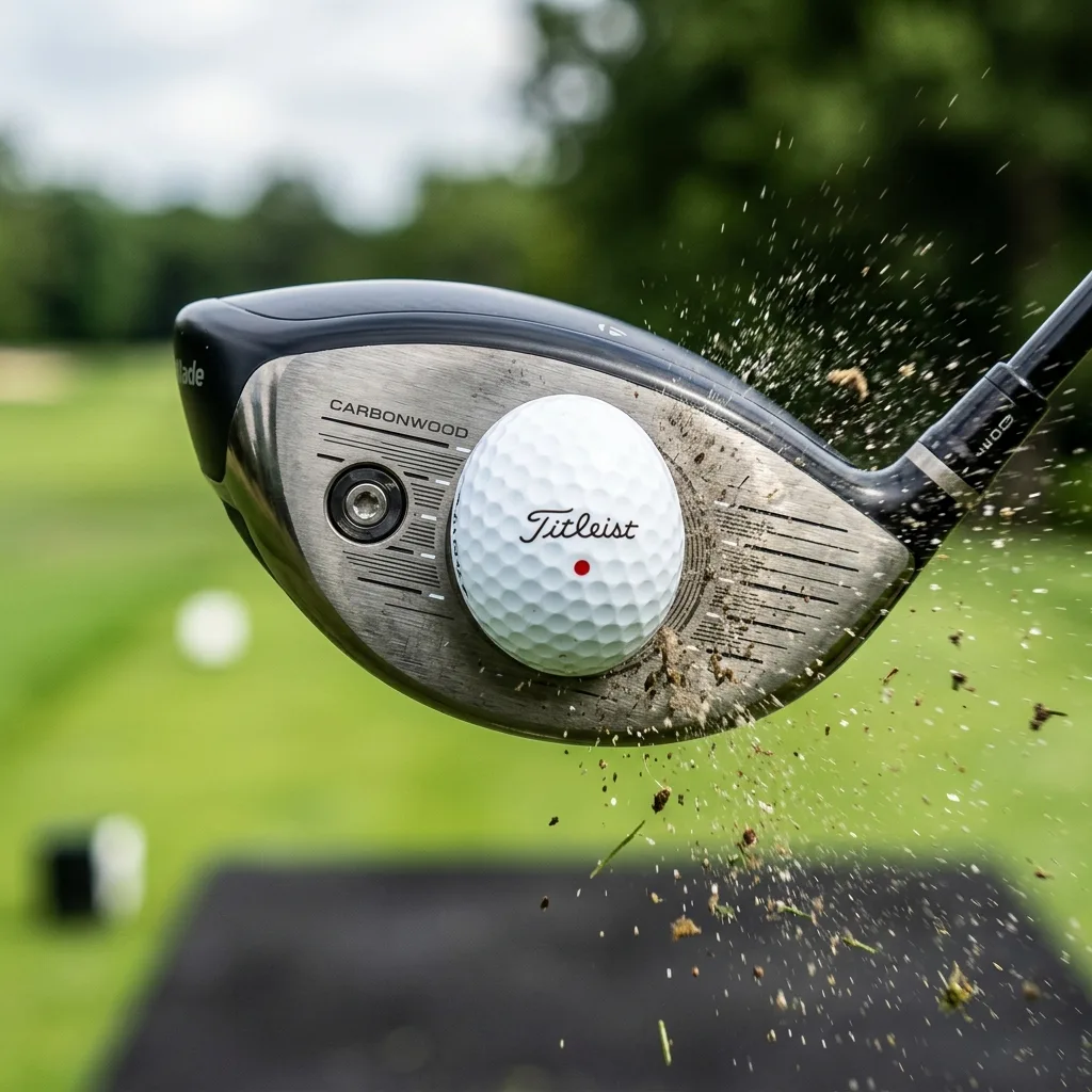 Comparison of driver trajectory with low spin vs high spin golf balls - detail