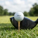 Optimal golf tee height for driver showing the half-ball rule
