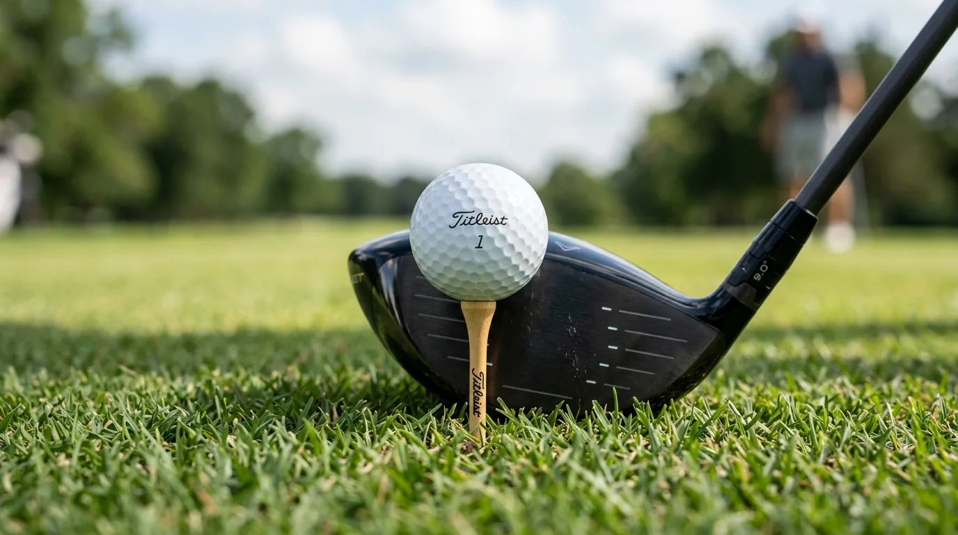 Optimal golf tee height for driver showing the half-ball rule