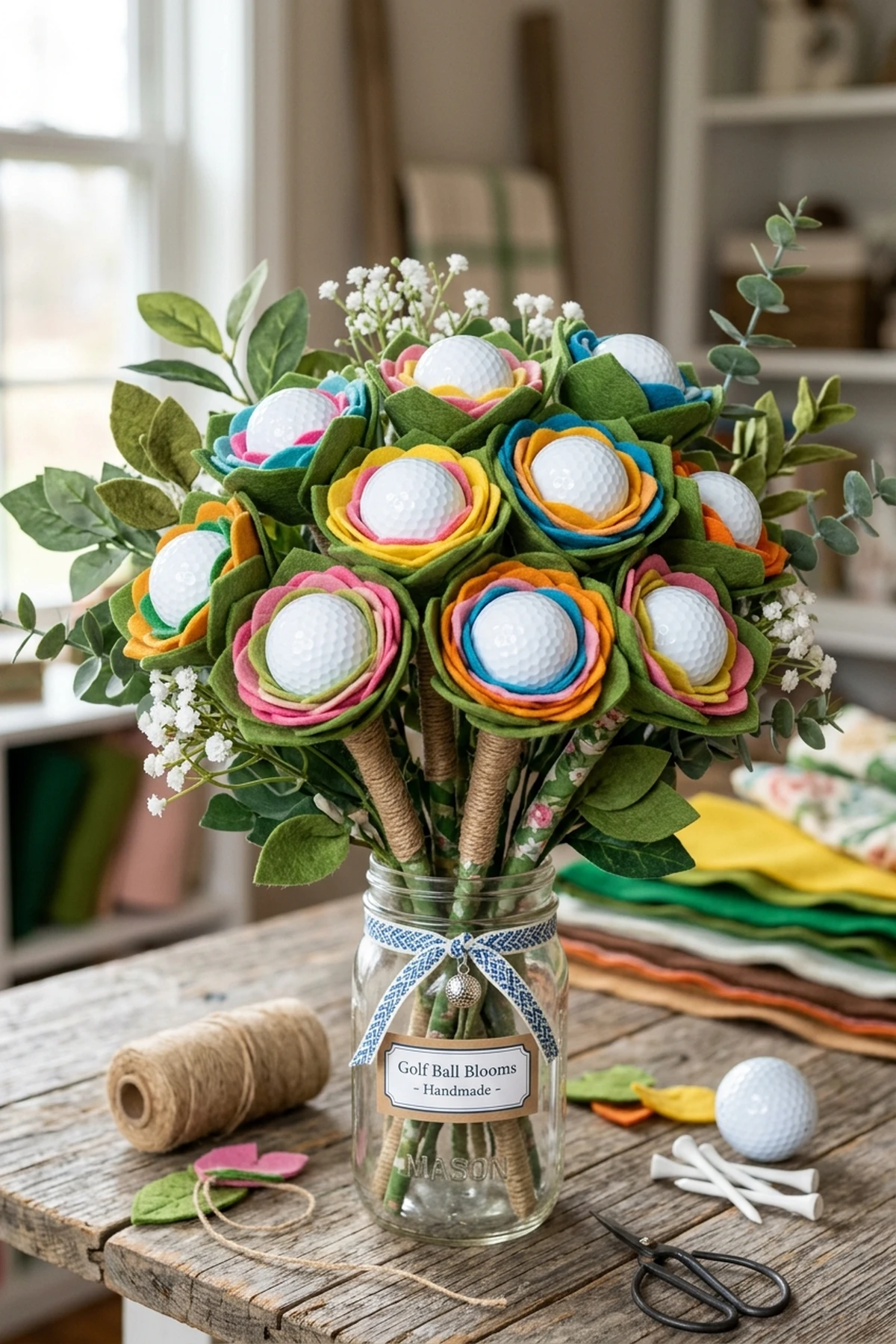Layered Felt Petal Collars for DIY Golf Lover Gifts for golf ball bouquet (AI Generated Image)