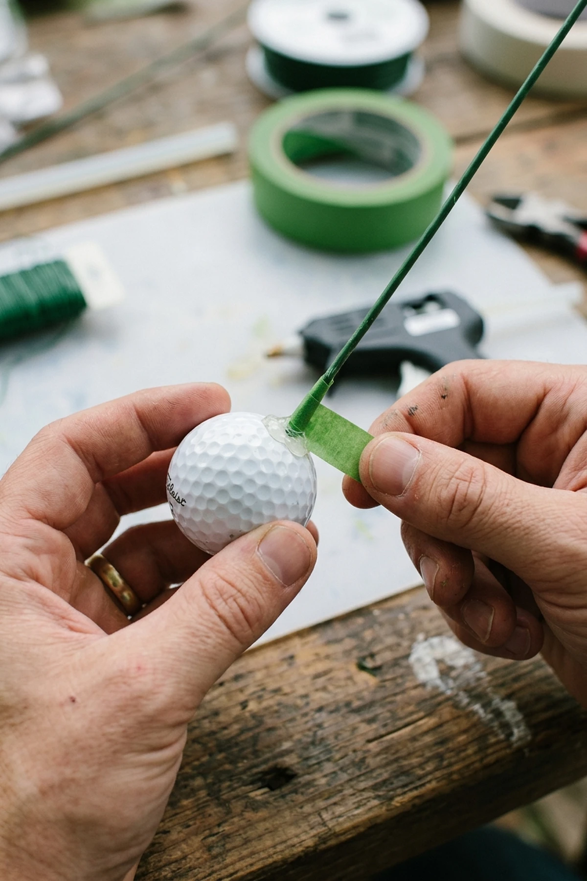 Protective Glue Methods: Safe Golf Ball Flowers Tutorial for golf ball bouquet (AI Generated Image)