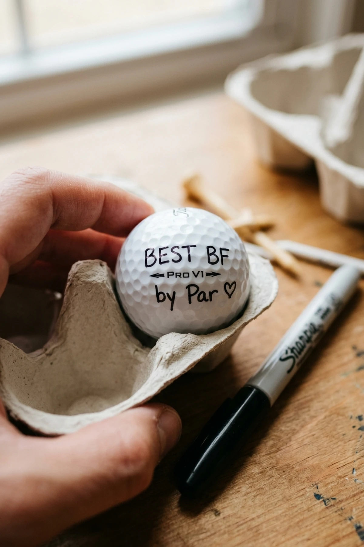 10 Cute DIY Sharpie Golf Ball Designs for Your Boyfriend 2 The 'Best BF by Par' Romantic Pun Monogram for golf ball desings sharpie for boyfriend (AI Generated Image)