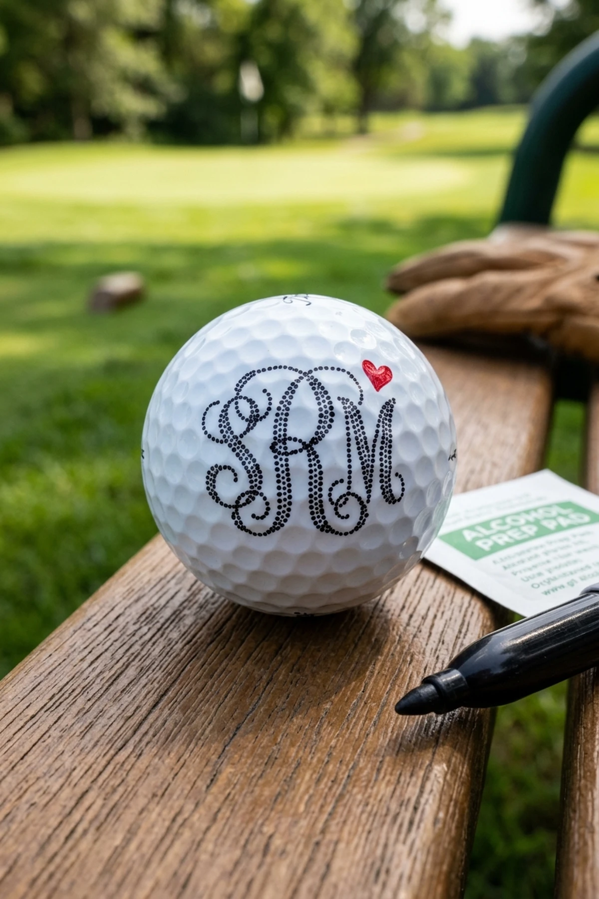 10 Cute DIY Sharpie Golf Ball Designs for Your Boyfriend 4 Classic Initial Monogram with Heart Accent for golf ball desings sharpie for boyfriend (AI Generated Image)