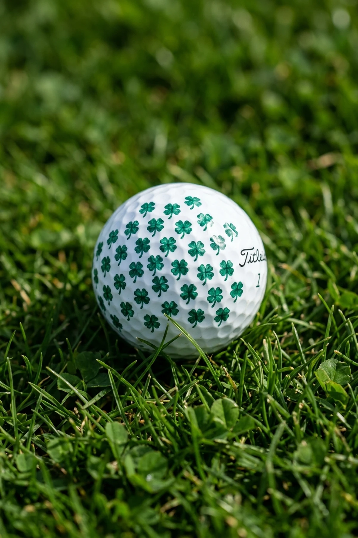 10 Cute DIY Sharpie Golf Ball Designs for Your Boyfriend 7 Tiny Four-Leaf Clover & Lucky Shamrock Pattern for golf ball desings sharpie for boyfriend (AI Generated Image)