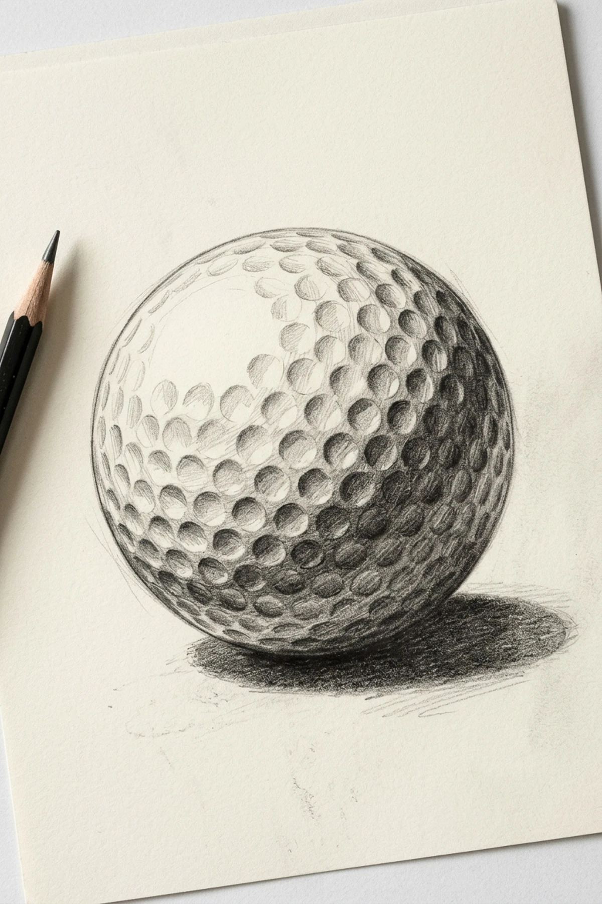 1. Classic 3D Graphite Pencil Golf Ball - golf ball drawing (AI Generated Image)