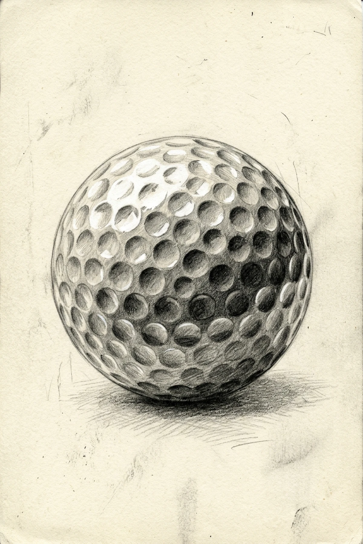 High-Contrast Glossy Specular Highlight Sketch - golf ball drawing (AI Generated Image)