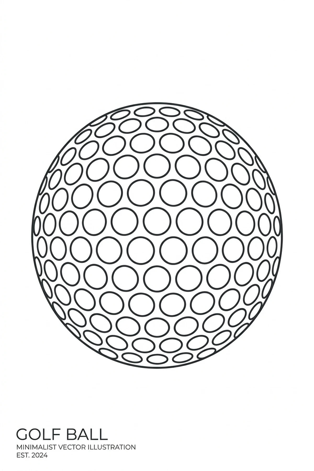 2. Minimalist Vector Line Art Golf Ball - golf ball drawing (AI Generated Image)