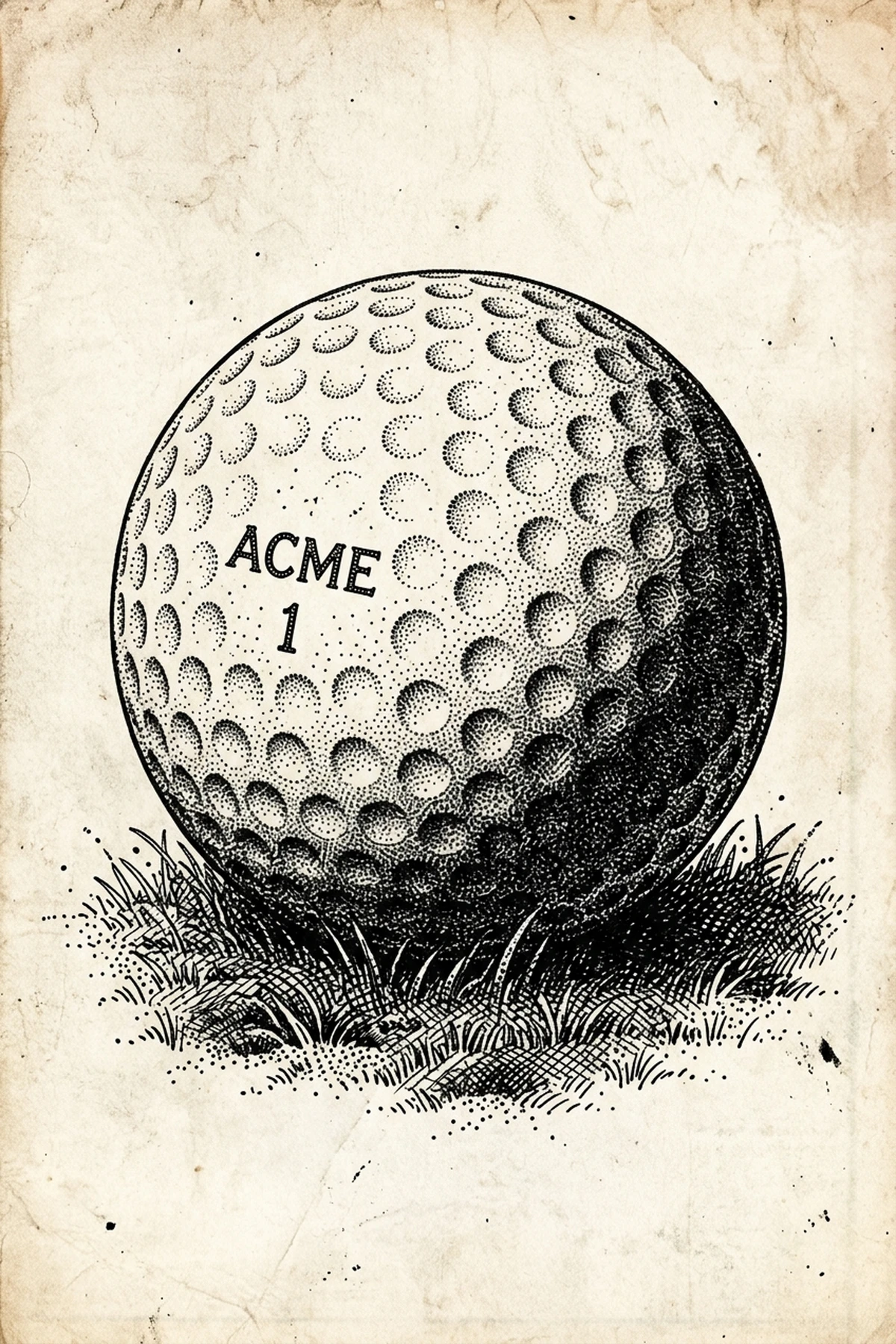 5. Vintage Ink & Stippling Golf Ball Illustration - golf ball drawing (AI Generated Image)
